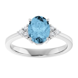 10K White Gold Natural Sky Blue Topaz  and 1/10 CTW Lab-Grown Diamond Ring