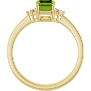14K Yellow Gold Natural Peridot  and .05 CTW Lab-Grown Diamond Ring