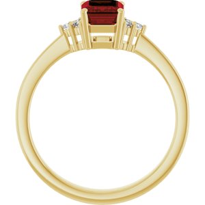 14K Yellow Gold Natural Mozambique Garnet and .05 CTW Lab-Grown Diamond Ring