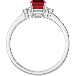 14K White Gold Lab-Grown Ruby  and .05 CTW Lab-Grown Diamond Ring