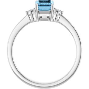 14K White Gold Natural Sky Blue Topaz  and .05 CTW Lab-Grown Diamond Ring