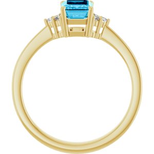 14K Yellow Gold Natural Aquqmarine  and .05 CTW Lab-Grown Diamond Ring