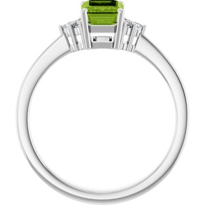 14K White Gold Natural Peridot  and .05 CTW Lab-Grown Diamond Ring