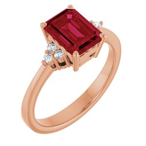 14K Rose Gold Lab-Grown Ruby  and 1/10 CTW Lab-Grown Diamond Ring