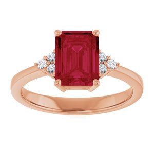 14K Rose Gold Lab-Grown Ruby  and 1/10 CTW Lab-Grown Diamond Ring