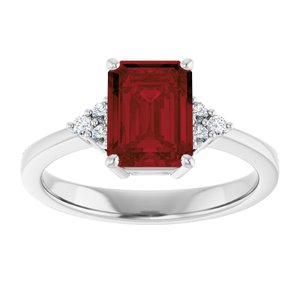 14K White Gold Natural Mozambique Garnet and 1/10 CTW Lab-Grown Diamond Ring
