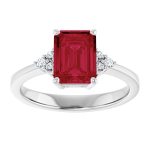 Platinum Lab-Grown Ruby  and 1/10 CTW Lab-Grown Diamond Ring