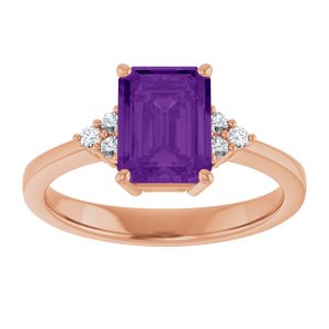 14K Rose Gold Natural Amethyst and 1/10 CTW Lab-Grown Diamond Ring