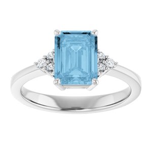Platinum Natural Sky Blue Topaz  and 1/10 CTW Lab-Grown Diamond Ring