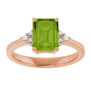 14K Rose Gold Natural Peridot  and 1/10 CTW Lab-Grown Diamond Ring