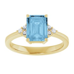 10K Yellow Gold Natural Sky Blue Topaz  and 1/10 CTW Lab-Grown Diamond Ring