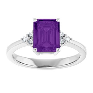 Platinum Natural Amethyst and 1/10 CTW Lab-Grown Diamond Ring