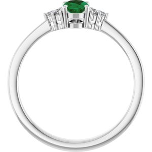 Platinum Lab-Grown Emerald and .05 CTW Lab-Grown Diamond Ring
