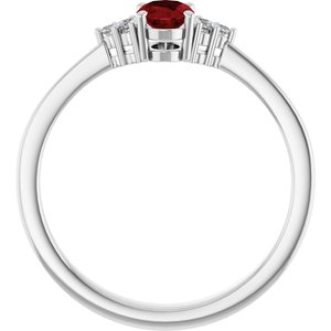 Platinum Lab-Grown Ruby  and .05 CTW Lab-Grown Diamond Ring