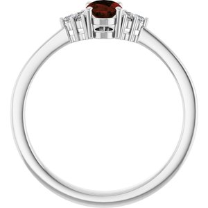 Platinum Natural Mozambique Garnet and .05 CTW Lab-Grown Diamond Ring
