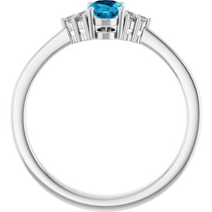 Platinum Natural Aquqmarine  and .05 CTW Lab-Grown Diamond Ring