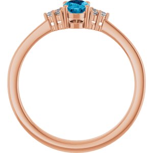 14K Rose Gold Natural Aquqmarine  and .05 CTW Lab-Grown Diamond Ring