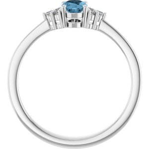 Platinum Natural Sky Blue Topaz  and .05 CTW Lab-Grown Diamond Ring