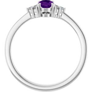 Platinum Natural Amethyst and .05 CTW Lab-Grown Diamond Ring