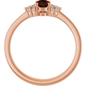 14K Rose Gold Natural Mozambique Garnet and .05 CTW Lab-Grown Diamond Ring