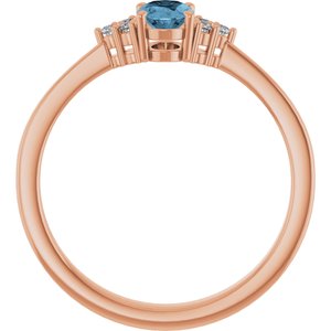 14K Rose Gold Natural Sky Blue Topaz  and .05 CTW Lab-Grown Diamond Ring