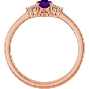 14K Rose Gold Natural Amethyst and .05 CTW Lab-Grown Diamond Ring