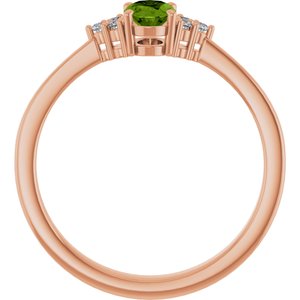 14K Rose Gold Natural Peridot  and .05 CTW Lab-Grown Diamond Ring