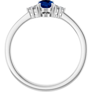 Platinum Lab-Grown Blue Sapphire and .05 CTW Lab-Grown Diamond Ring