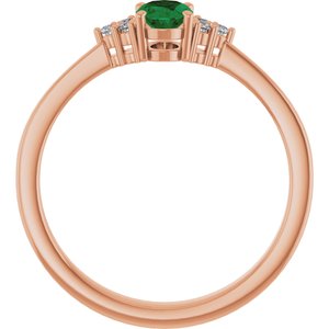 14K Rose Gold Lab-Grown Emerald and .05 CTW Lab-Grown Diamond Ring