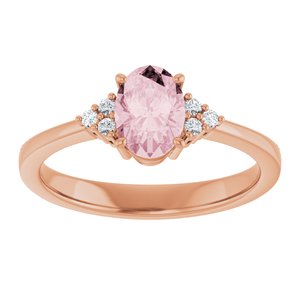 14K Rose Gold Natural Pink Morganite & .06 CTW Natural Diamond Ring