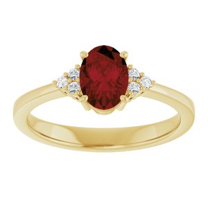 10K Yellow Gold Natural Mozambique Garnet and .05 CTW Lab-Grown Diamond Ring
