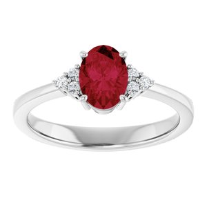 Sterling Silver Lab-Grown Ruby  and .05 CTW Lab-Grown Diamond Ring