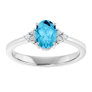 Sterling Silver Natural Aquqmarine  and .05 CTW Lab-Grown Diamond Ring