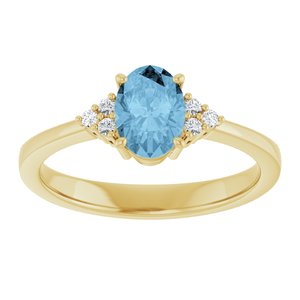 10K Yellow Gold Natural Sky Blue Topaz  and .05 CTW Lab-Grown Diamond Ring