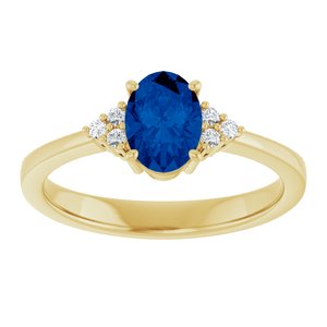 10K Yellow Gold Lab-Grown Blue Sapphire and .05 CTW Lab-Grown Diamond Ring