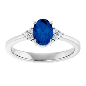 Sterling Silver Lab-Grown Blue Sapphire and .05 CTW Lab-Grown Diamond Ring