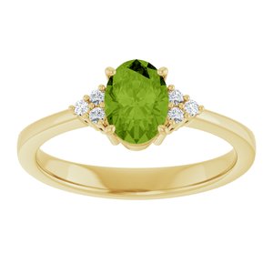 10K Yellow Gold Natural Peridot  and .05 CTW Lab-Grown Diamond Ring