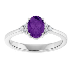 Sterling Silver Natural Amethyst and .05 CTW Lab-Grown Diamond Ring