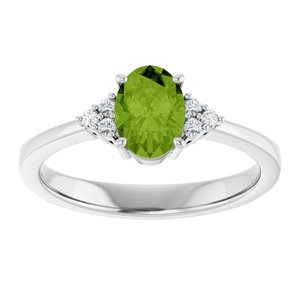 10K White Gold Natural Peridot  and .05 CTW Lab-Grown Diamond Ring