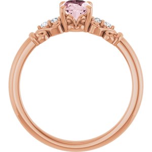 14K Rose Gold Natural Pink Morganite & .04 CTW Natural Diamond Ring