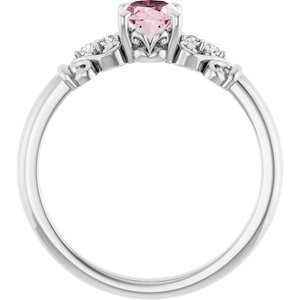 Platinum Natural Pink Morganite & .04 CTW Natural Diamond Ring