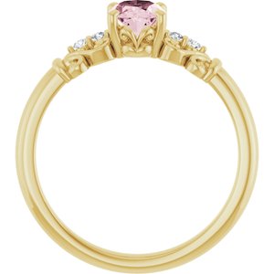 14K Yellow Gold Natural Pink Morganite & .04 CTW Natural Diamond Ring