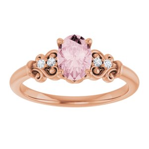 14K Rose Gold Natural Pink Morganite & .04 CTW Natural Diamond Ring