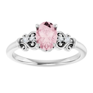 Platinum Natural Pink Morganite & .04 CTW Natural Diamond Ring