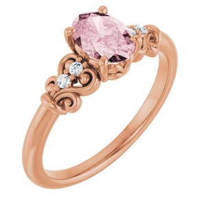 14K Rose Gold Natural Pink Morganite & .04 CTW Natural Diamond Ring