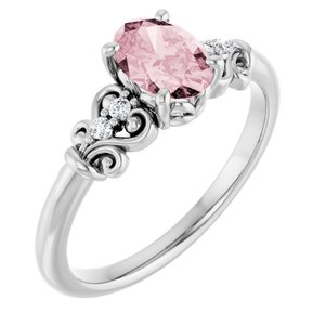 Platinum Natural Pink Morganite & .04 CTW Natural Diamond Ring
