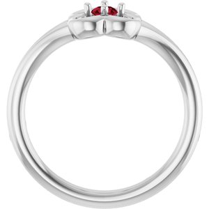 14K White Gold Natural Ruby Youth Flower Ring