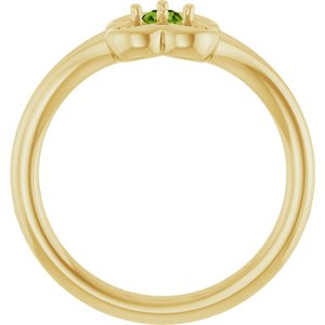 14K Yellow Gold Natural Peridot Youth Flower Ring