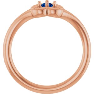 14K Rose Gold Natural Blue Sapphire Youth Flower Ring