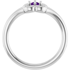 14K White Gold Natural Amethyst Youth Flower Ring